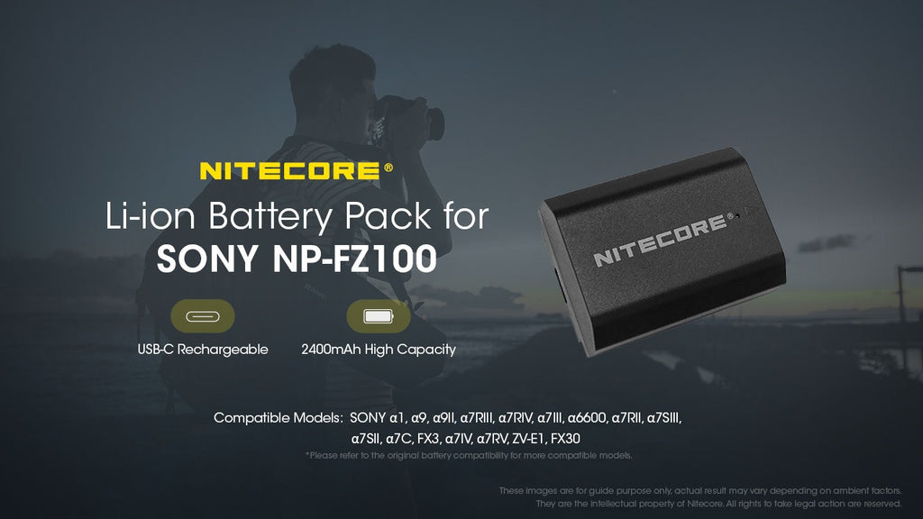 Μπαταρία Nitecore For Sony NP-FZ100C 7,2V 2400 mAh 17,28Wh | www.lightgear.gr