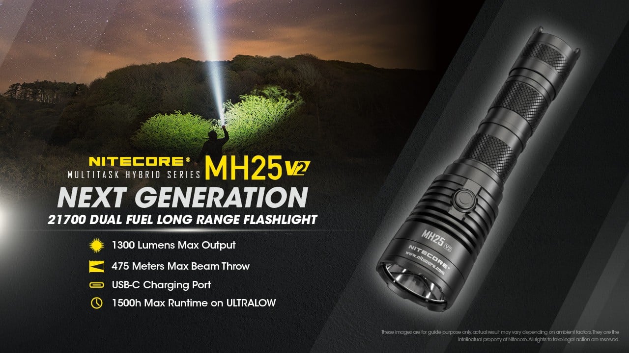 Φακός Led Nitecore Multi Task Hybrid MH25 V2 1300lumens | www.lightgear.gr