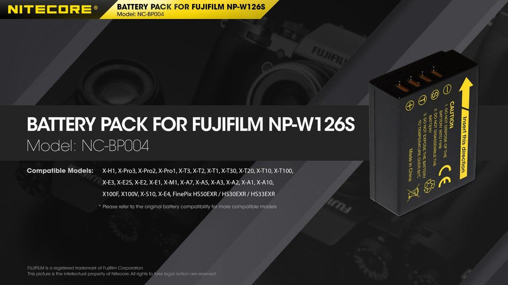 Μπαταρία Nitecore Για Fujifilm Np-w126s 7.2v 1140mah 8.4wh | www.lightgear.gr