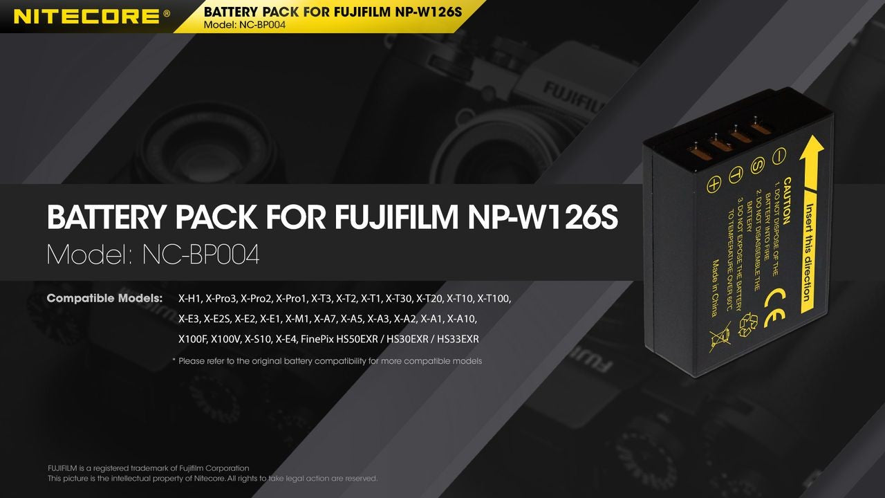Μπαταρία Nitecore Για Fujifilm Np-w126s 7.2v 1140mah 8.4wh | www.lightgear.gr