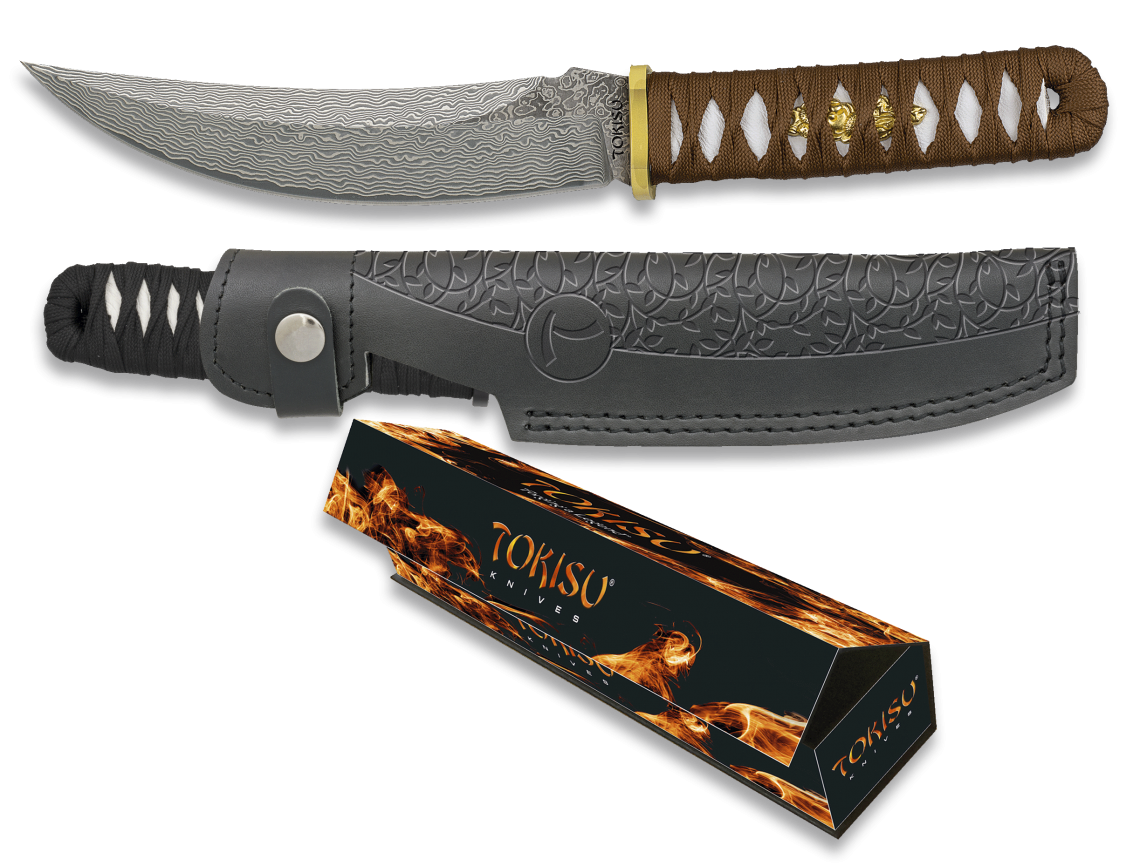 Μαχαίρι Tokisu Damask Knife 15.30cm CNC Leather Sheath 32624 | www.lightgear.gr