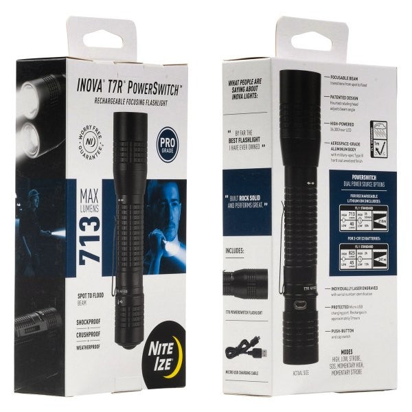 Επαναφορτιζόμενος Φακός Χειρός Nite Ize Inova T7r | www.lightgear.gr