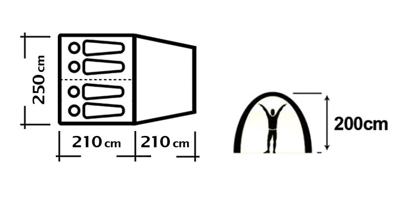 Σκηνή Camping 4 Ατόμων 420 X 250 X 200 Cm Salty Tribe Guacata | www.lightgear.gr