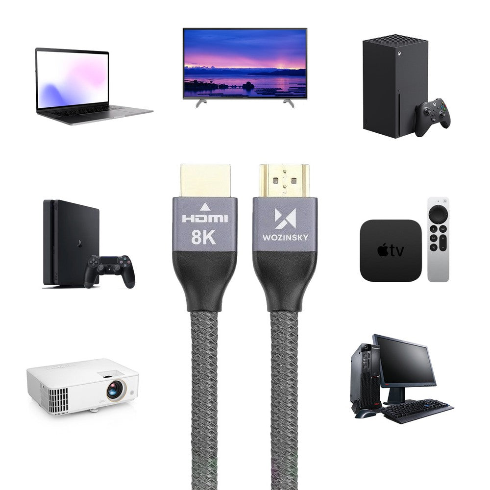 HDMI 2.1 Cable 8K 60Hz 48Gbps / 4K 120Hz / 2K 144Hz 3m Wozinsky Ασημί (WHDMI-30) | www.lightgear.gr