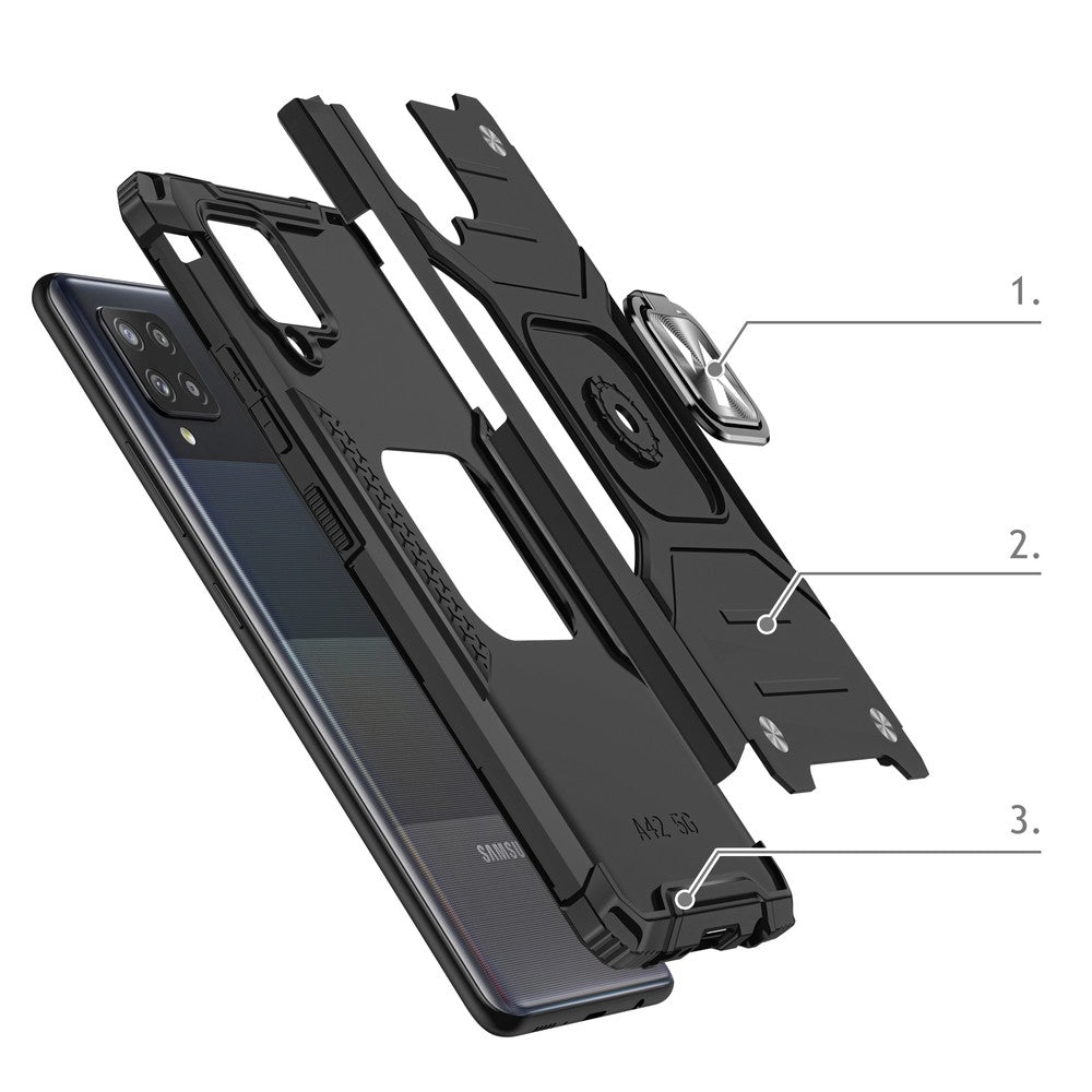 Ring Armor Case Kickstand Wozinsky Tough Rugged για Samsung Galaxy A42 5G Ασημί | www.lightgear.gr