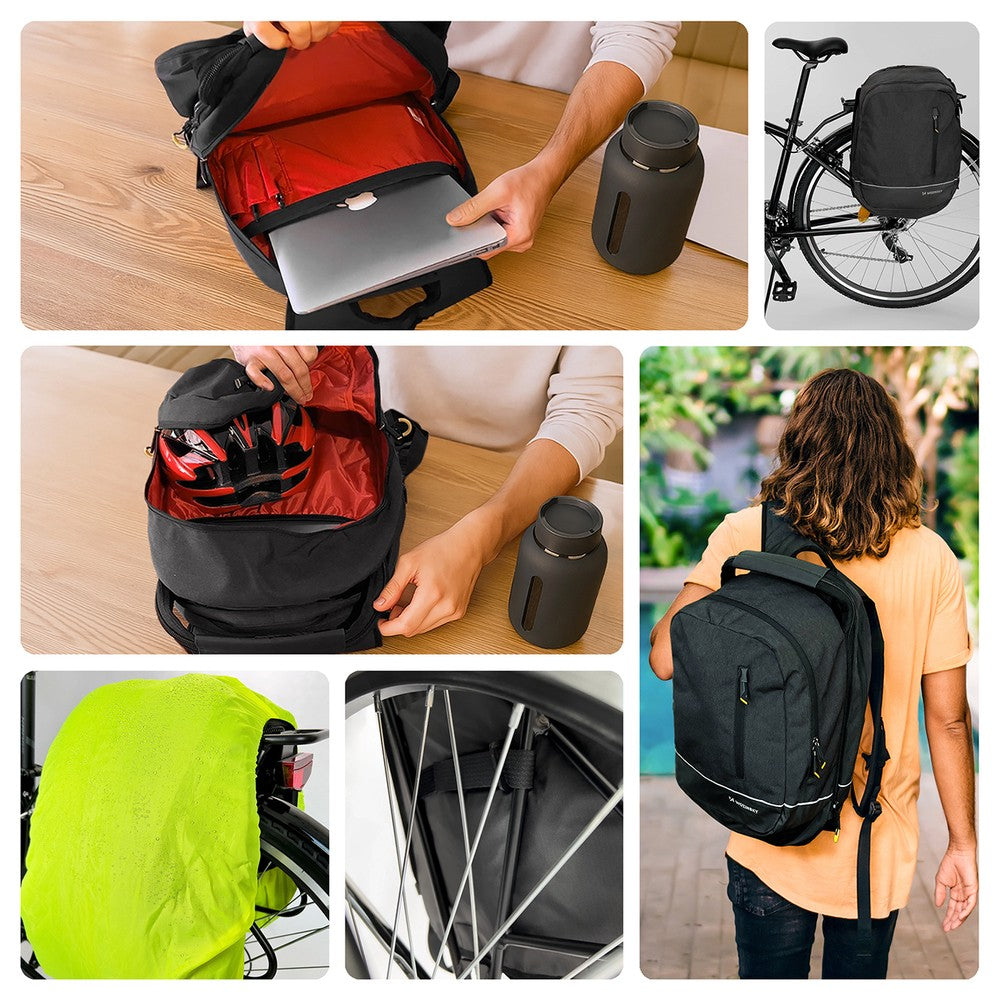 Τσάντα Ποδηλάτου Double Backpack 2in1 Wozinsky 30lt Μαύρο (WBB30BK) | www.lightgear.gr