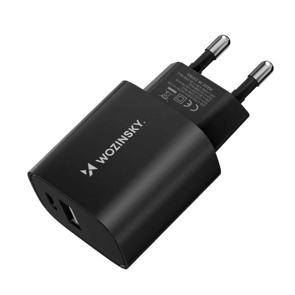Επιτοίχιος Φορτιστής Wozinsky WGWCB USB-A USB-C 20W Μαύρο | www.lightgear.gr