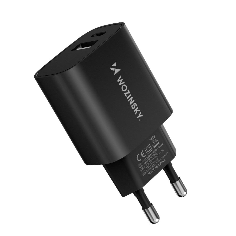 Επιτοίχιος Φορτιστής Wozinsky WGWCB USB-A USB-C 20W Μαύρο | www.lightgear.gr