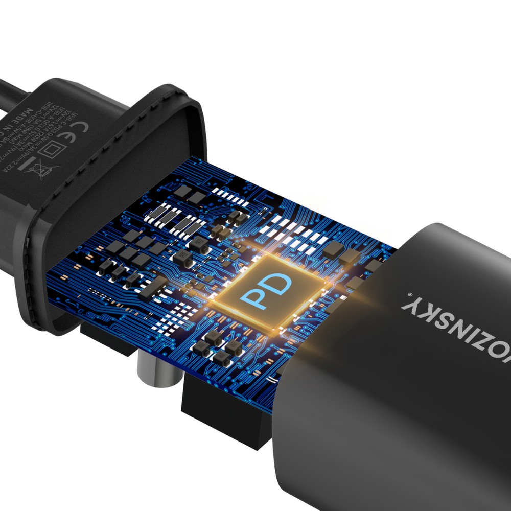 Επιτοίχιος Φορτιστής Wozinsky WGWCB USB-A USB-C 20W Μαύρο | www.lightgear.gr