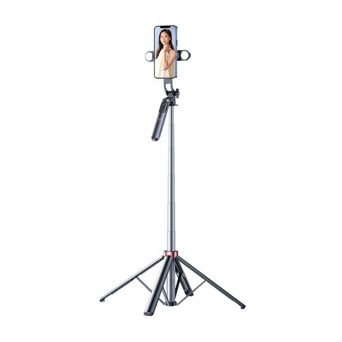 Selfie Stick WH181D-Y1S 1.75m Aluminum Alloy Τηλεσκοπικό Tripod με Dual Lamp και Phone Holder Μαύρο | www.lightgear.gr
