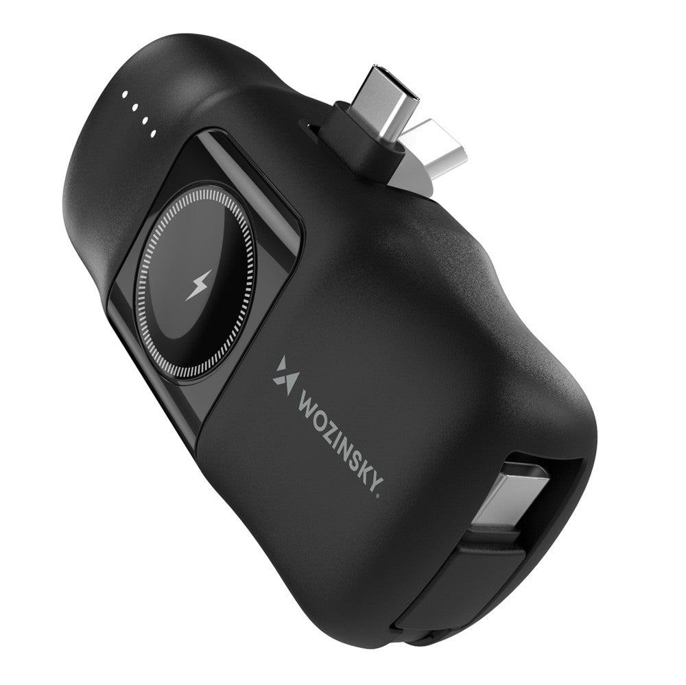 Mini Power Bank Wozinsky WF16-YCS 5000mAh 15W με Built-in USB-C Cable και Apple Watch Charger Μαύρο | www.lightgear.gr