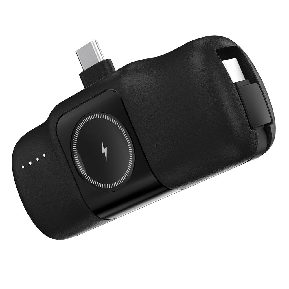 Mini Power Bank Wozinsky WF16-YCS 5000mAh 15W με Built-in USB-C Cable και Apple Watch Charger Μαύρο | www.lightgear.gr