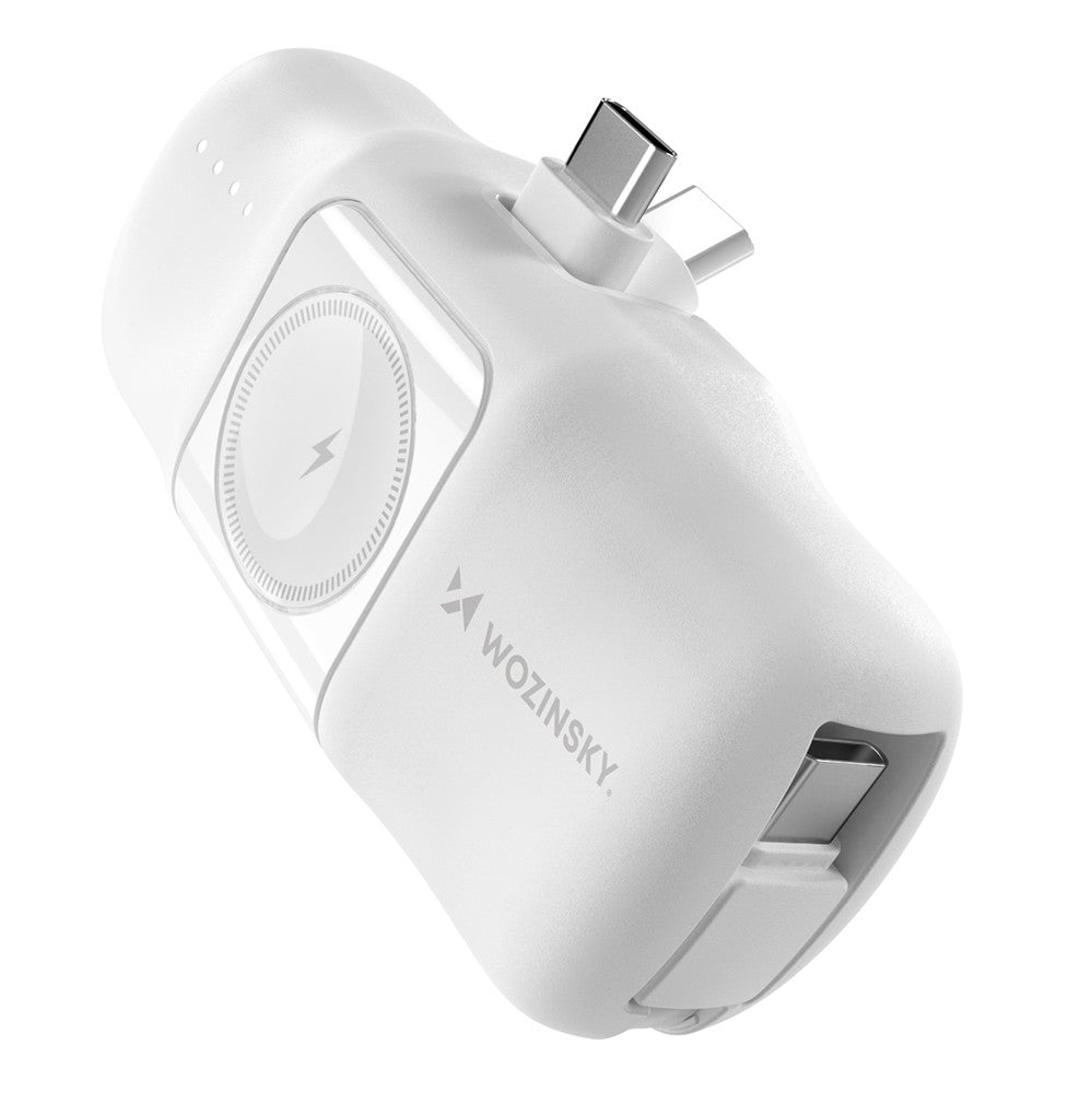 Mini Power Bank Wozinsky WF16-YCS 5000mAh 15W USB-C με Ενσωματωμένο USB-C Καλώδιο και Apple Watch Charger Λευκό | www.lightgear.gr