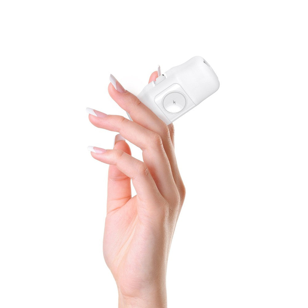 Mini Power Bank Wozinsky WF16-YCS 5000mAh 15W USB-C με Ενσωματωμένο USB-C Καλώδιο και Apple Watch Charger Λευκό | www.lightgear.gr