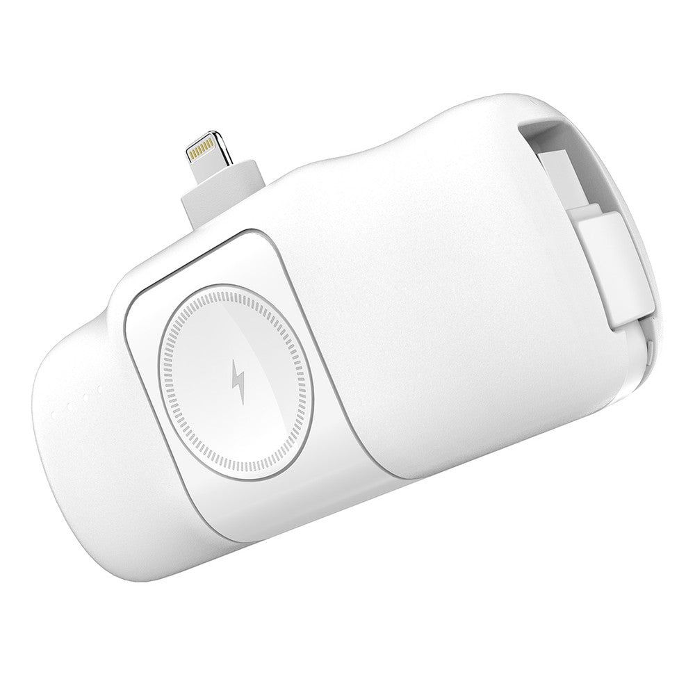 Mini Power Bank 5000mAh 15W Wozinsky WF16-YLS με Built-in USB-C Cable και Apple Watch Charger Λευκό | www.lightgear.gr