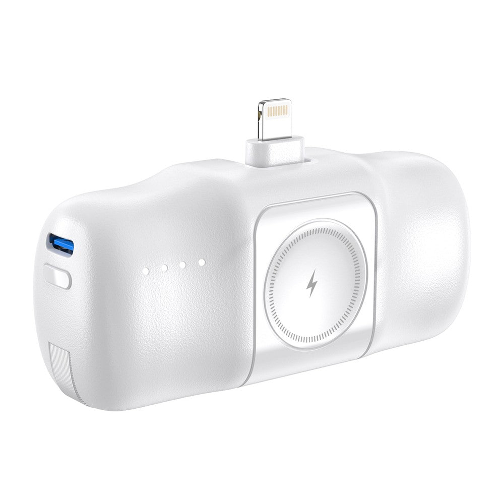 Mini Power Bank 5000mAh 15W Wozinsky WF16-YLS με Built-in USB-C Cable και Apple Watch Charger Λευκό | www.lightgear.gr