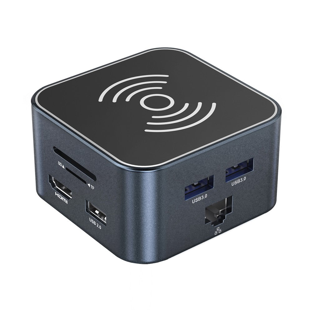 Hub USB-C 12 in 1 Wozinsky Πολυλειτουργικό με Wireless Charging Αλουμίνιο με Καλώδιο 15cm Γκρι | www.lightgear.gr