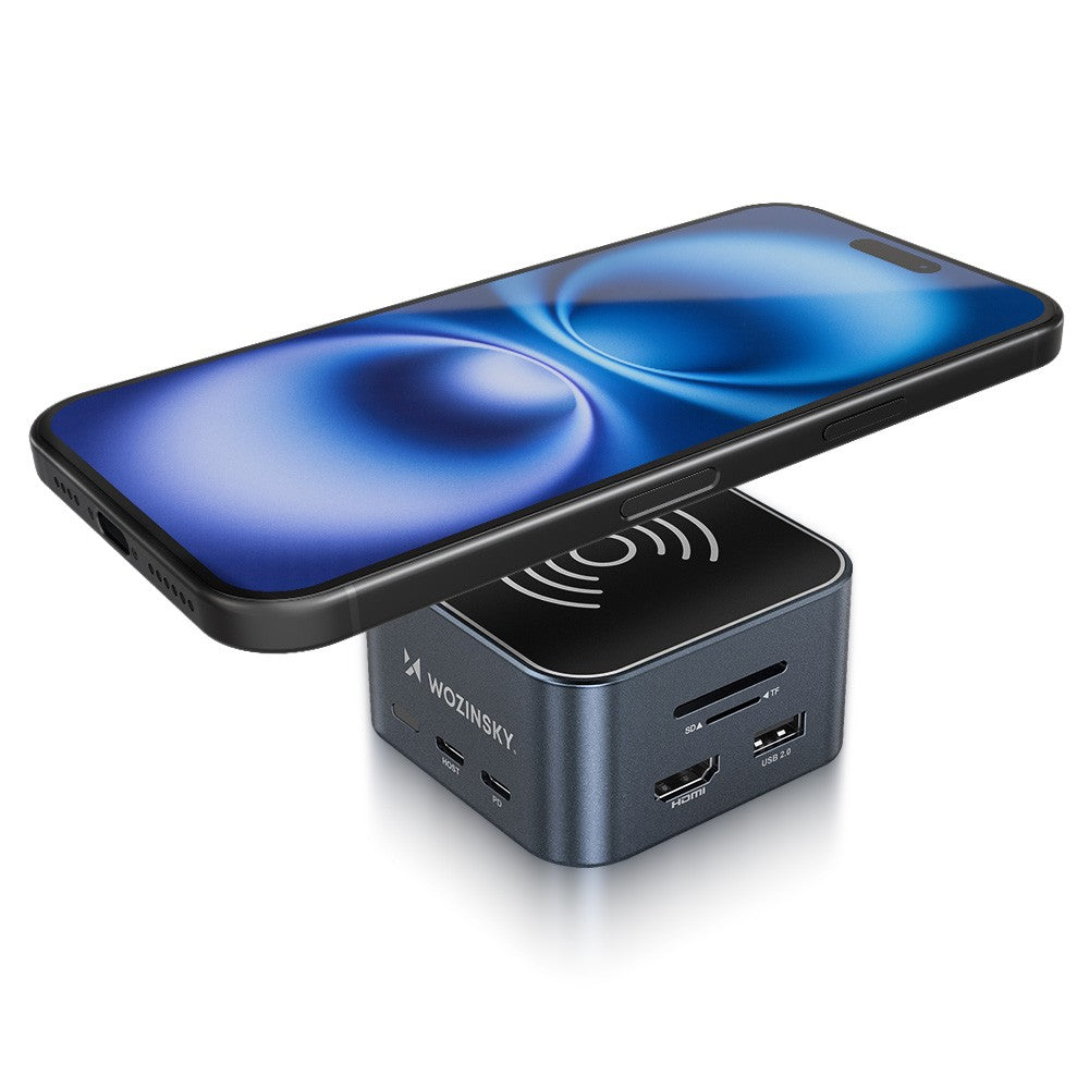Hub USB-C 12 in 1 Wozinsky Πολυλειτουργικό με Wireless Charging Αλουμίνιο με Καλώδιο 15cm Γκρι | www.lightgear.gr