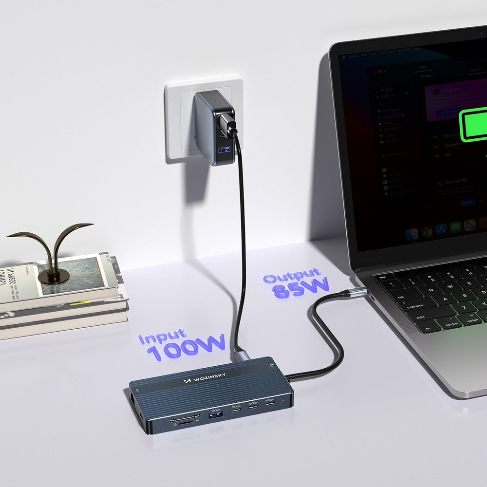 USB-C Hub 14 in 1 Wozinsky WDS03Y5S Πολυλειτουργικό Αλουμινίου για 3 Monitors με Καλώδιο 15cm Γκρι | www.lightgear.gr