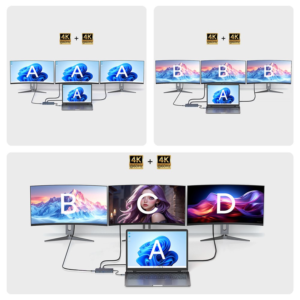 USB-C Hub 14 in 1 Wozinsky WDS03Y5S Πολυλειτουργικό Αλουμινίου για 3 Monitors με Καλώδιο 15cm Γκρι | www.lightgear.gr