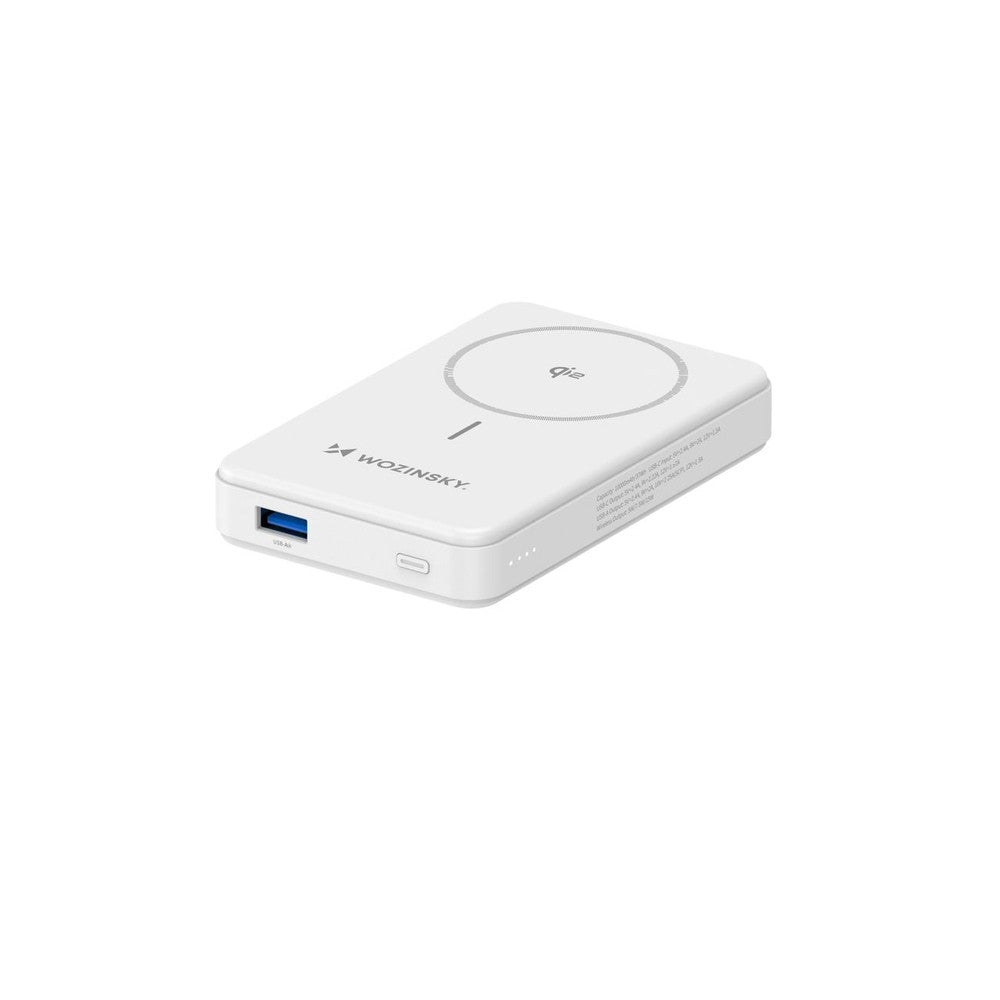 Powerbank Wozinsky WLWP-10KA0Y3WS 22.5W PD Qi2 10000mAh με Stand, 1x USB-A, 1x USB-C Λευκό | www.lightgear.gr