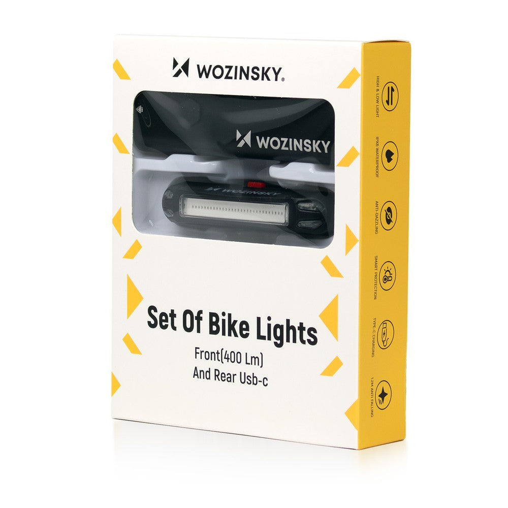 Σετ Φώτα Ποδηλάτου Wozinsky WSBLB2 Front 400lm και Rear USB-C Μαύρο | www.lightgear.gr