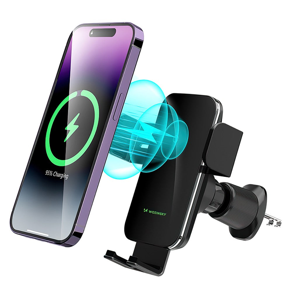 Βάση Αυτοκινήτου Clamp Wozinsky WEDZ-3Y8S με 15W Inductive Charger για Τηλέφωνο στον Αεραγωγό Μαύρο | www.lightgear.gr