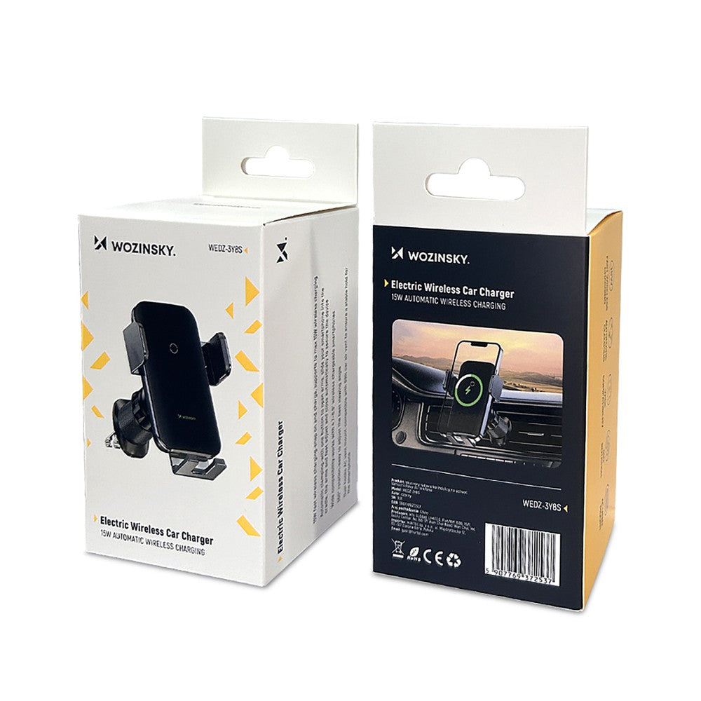 Βάση Αυτοκινήτου Clamp Wozinsky WEDZ-3Y8S με 15W Inductive Charger για Τηλέφωνο στον Αεραγωγό Μαύρο | www.lightgear.gr