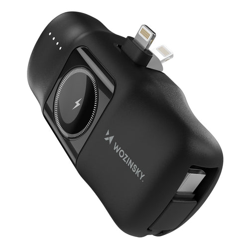 Mini Power Bank Wozinsky WF16-YLS 5000mAh 15W με Built-in USB-C Cable και Apple Watch Charger Μαύρο | www.lightgear.gr