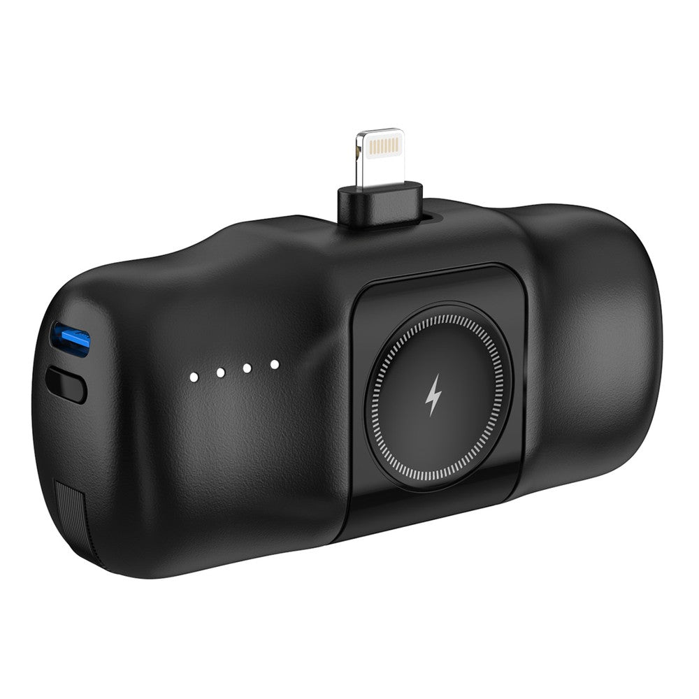 Mini Power Bank Wozinsky WF16-YLS 5000mAh 15W με Built-in USB-C Cable και Apple Watch Charger Μαύρο | www.lightgear.gr