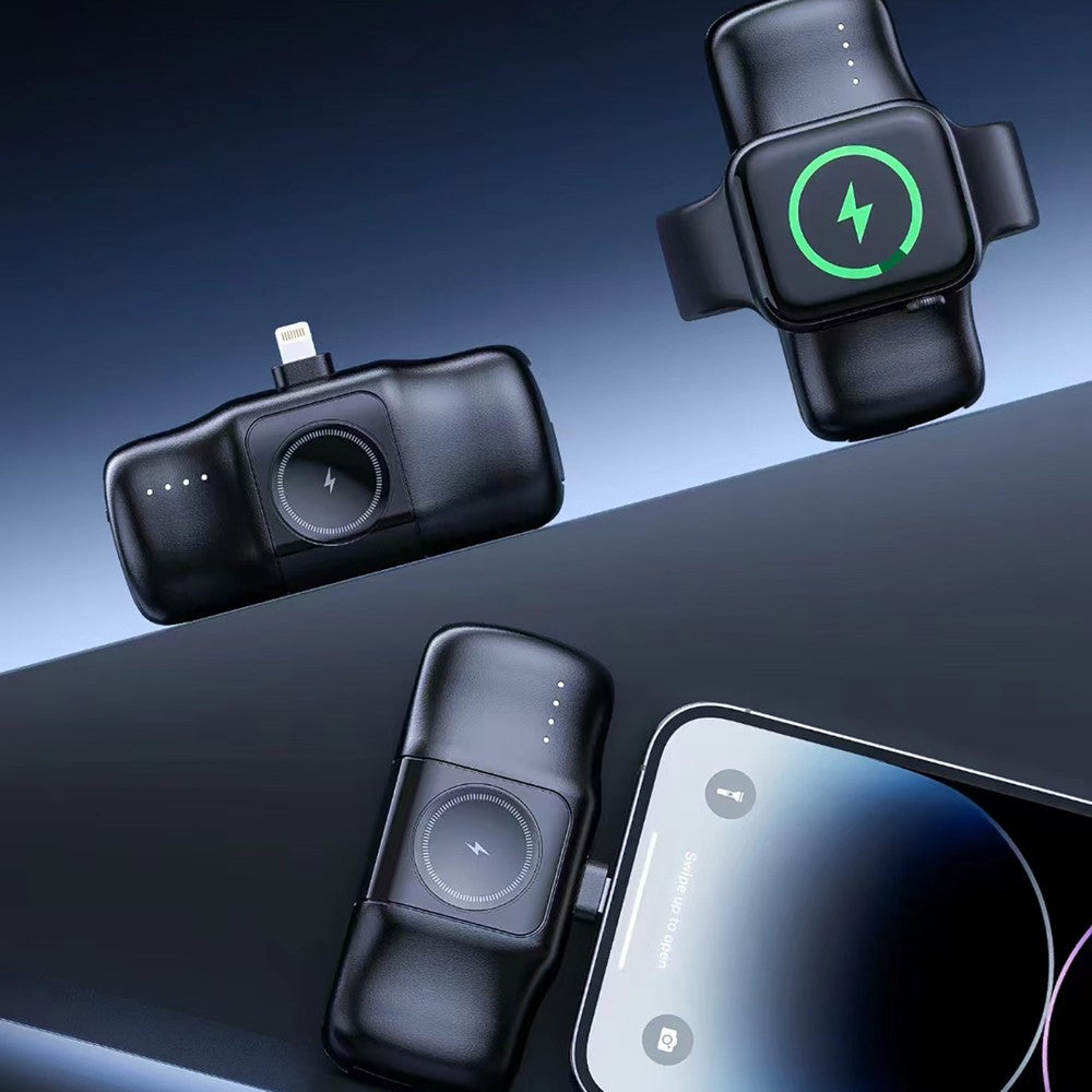 Mini Power Bank Wozinsky WF16-YLS 5000mAh 15W με Built-in USB-C Cable και Apple Watch Charger Μαύρο | www.lightgear.gr