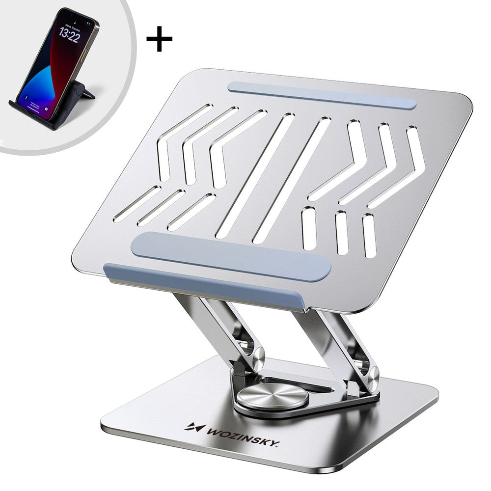 Laptop Stand Wozinsky WRS-CPY84SS Αλουμίνιο + Δώρο Smartphone Stand Ασημί | www.lightgear.gr