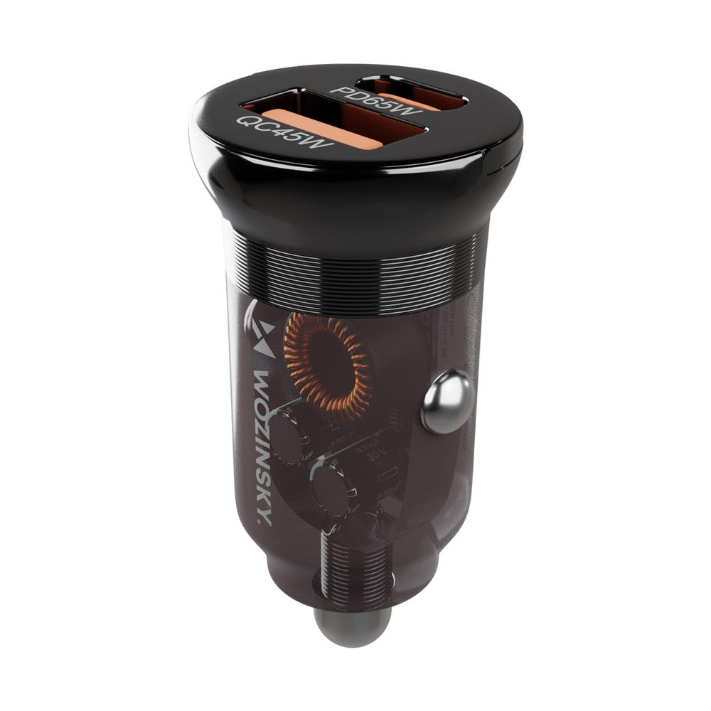 Φορτιστής Αυτοκινήτου Wozinsky 65W USB-C PD 65W / USB-A 45W QC 3.0 Μαύρο | www.lightgear.gr
