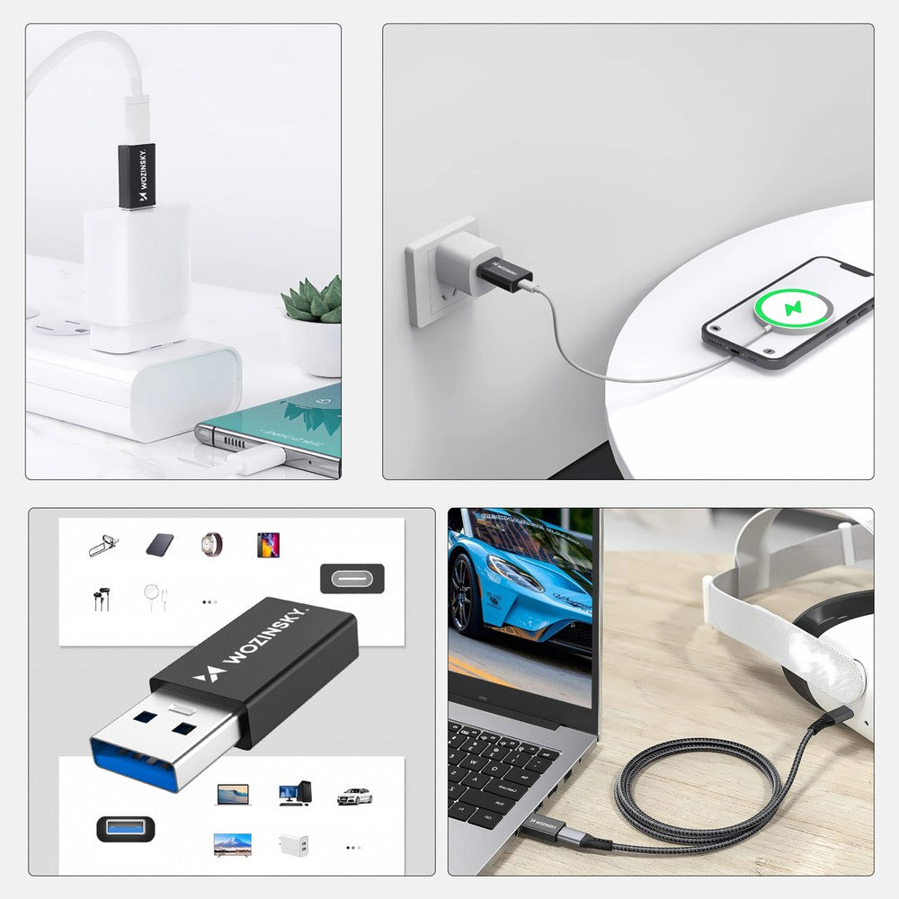 USB-A - USB-C OTG Adapter Wozinsky WAAC-01 Μαύρο | www.lightgear.gr