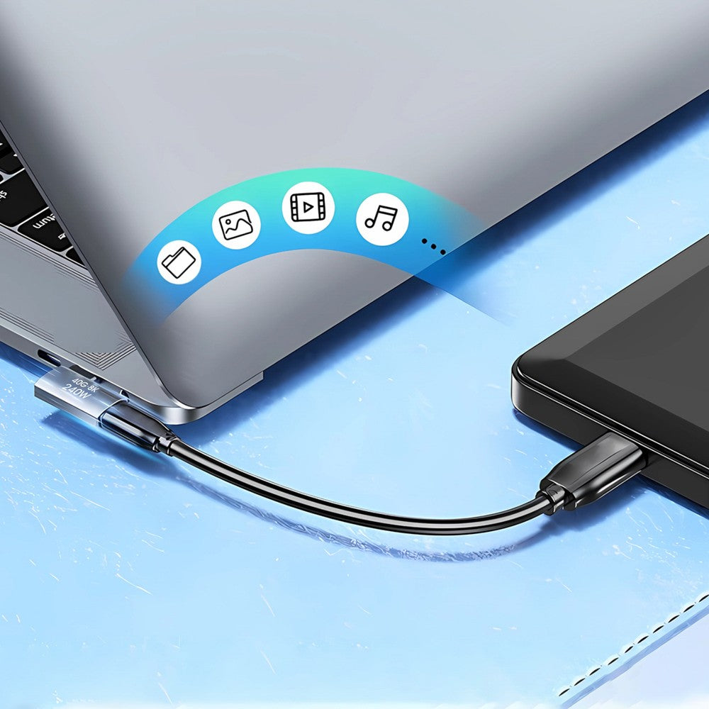 USB-C σε USB-C 40Gb/s 240W 8K OTG Side Angled Adapter Wozinsky WPKB-01 Γκρι | www.lightgear.gr