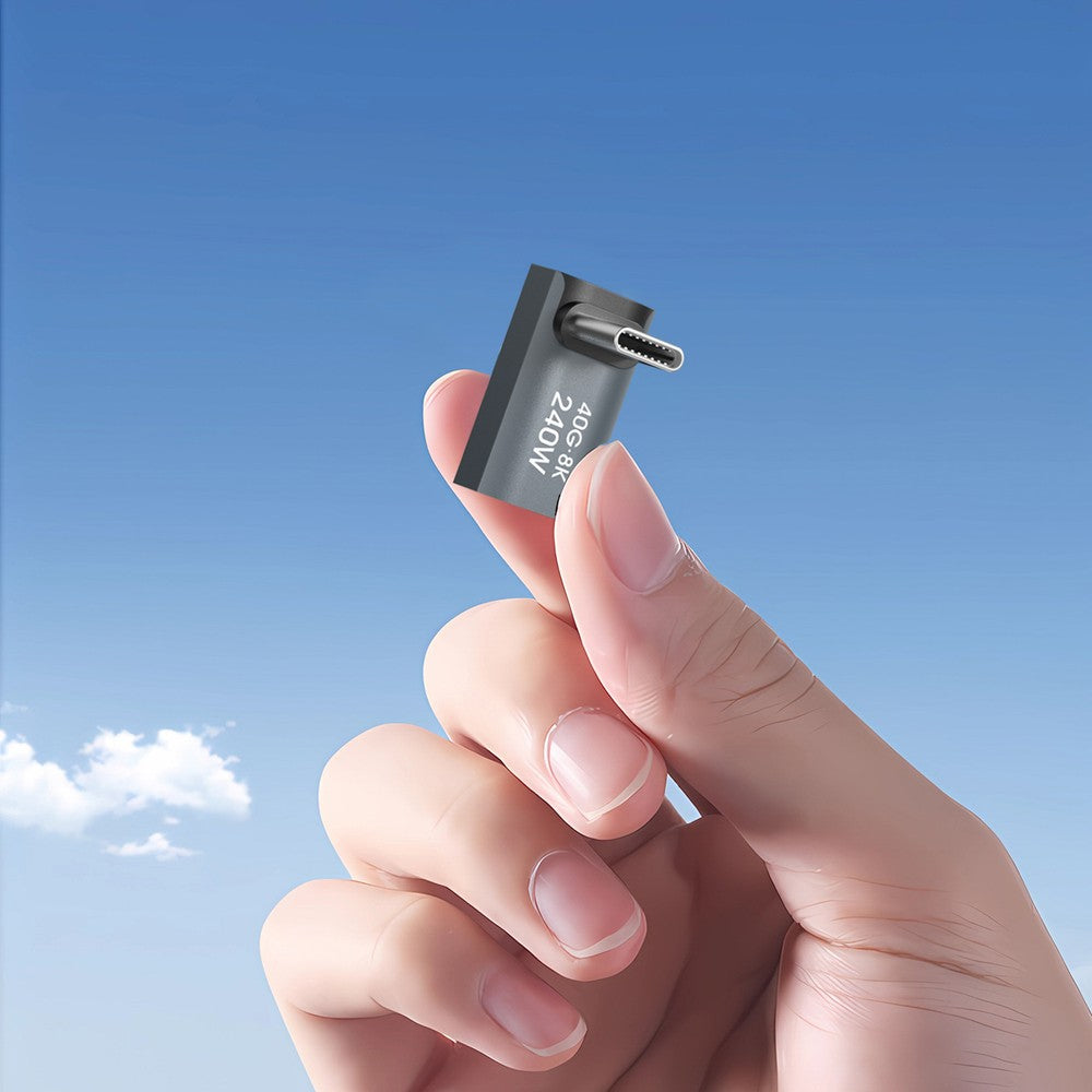 USB-C σε USB-C 40Gb/s 240W 8K OTG Angled Adapter Wozinsky WPKF-01 Γκρι | www.lightgear.gr