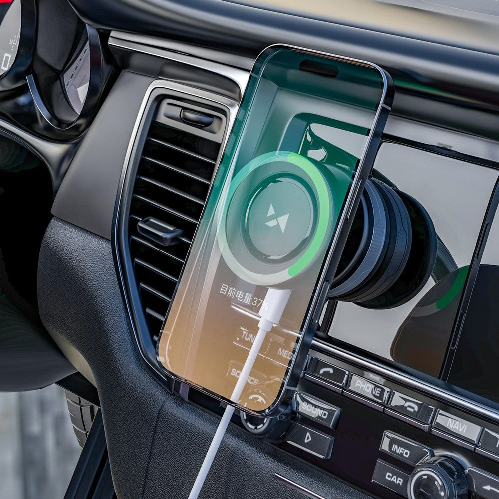 Car Holder με Qi Charger Wozinsky WUSQ-01 Compatible with MagSafe Μαύρο | www.lightgear.gr