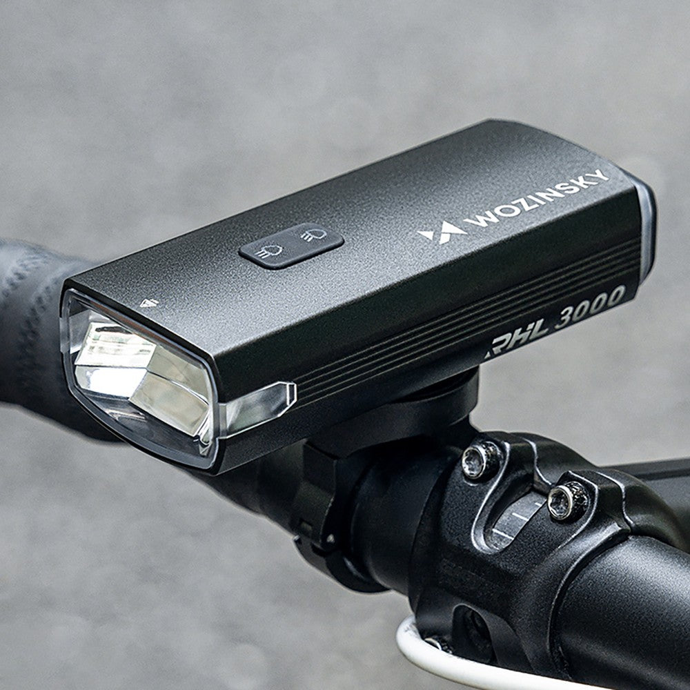 Μπροστινό Φως Ποδηλάτου Wozinsky 3000lm με USB-C Καλώδιο Μαύρο | www.lightgear.gr