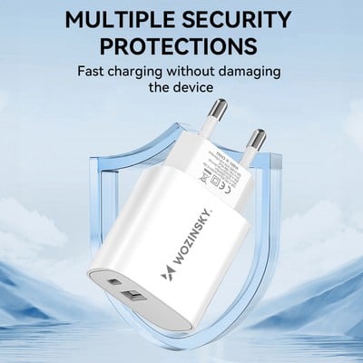 Επιτοίχιος Φορτιστής Wozinsky WGWCW USB-A USB-C 20W Λευκό | www.lightgear.gr
