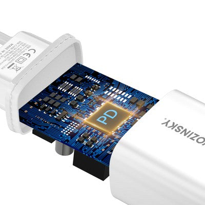 Επιτοίχιος Φορτιστής Wozinsky WGWCW USB-A USB-C 20W Λευκό | www.lightgear.gr