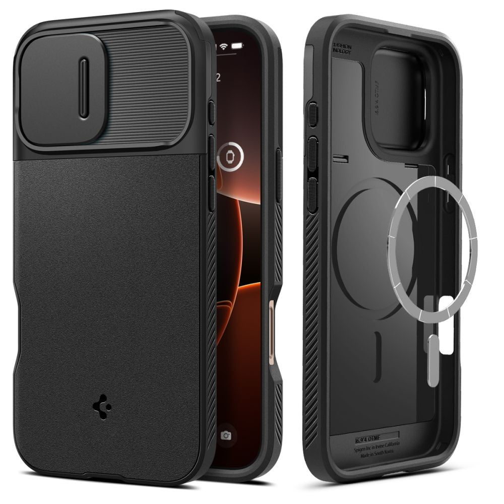 Θήκη Optik Armor Mag με MagSafe Spigen για iPhone 16 Pro Max Μαύρο | www.lightgear.gr