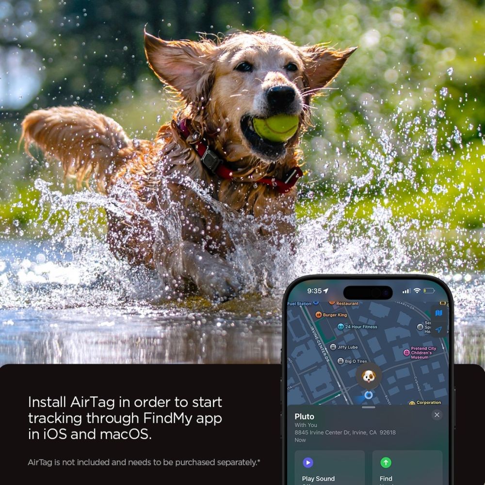 Tough Armor Pet Collar AirTag 1/2 Case Spigen Μαύρο | www.lightgear.gr