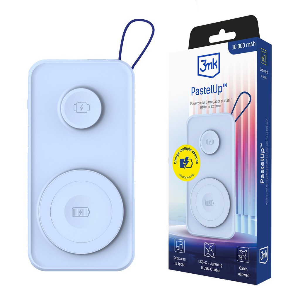 Powerbank 3mk PastelUp 10,000mAh 22.5W USB 1A1C Μπλε | www.lightgear.gr