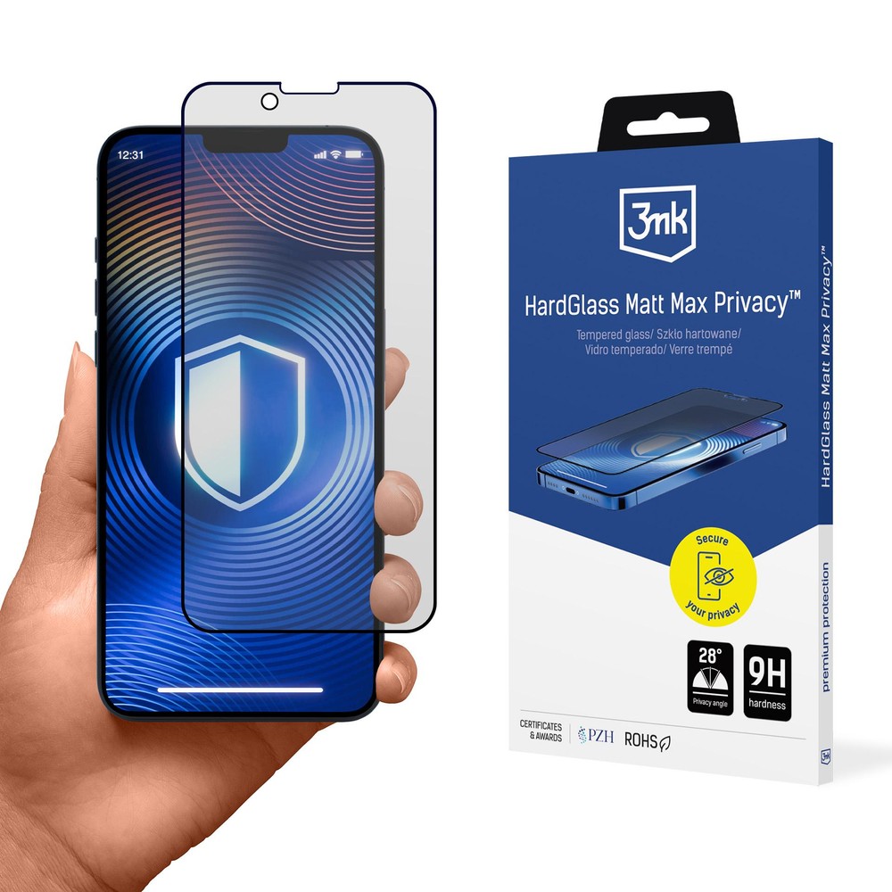 Tempered Glass 3mk Hardglass Matt Max Privacy για iPhone 13 / 13 Pro / 14 | www.lightgear.gr