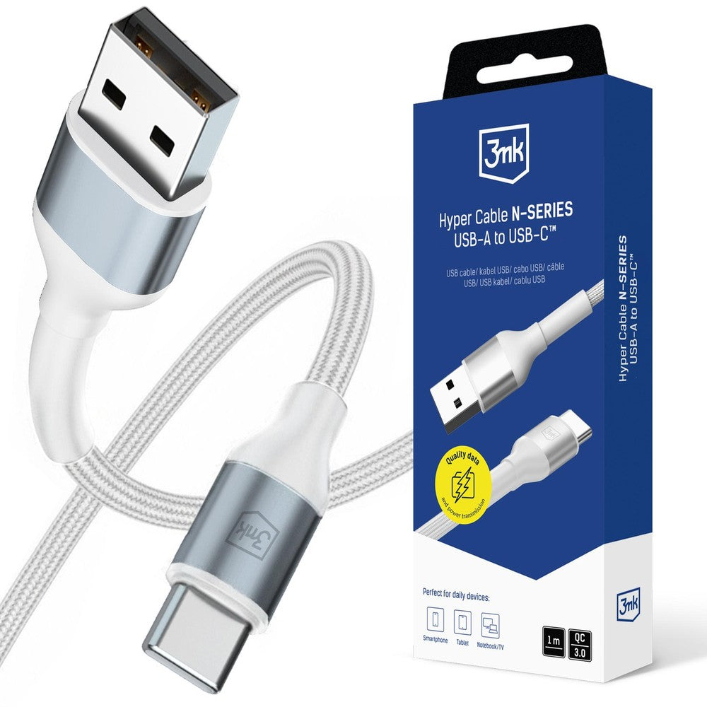 Hyper Cable N-Series 3mk USB-A / USB-C 1m 9V/2A 18W Λευκό | www.lightgear.gr