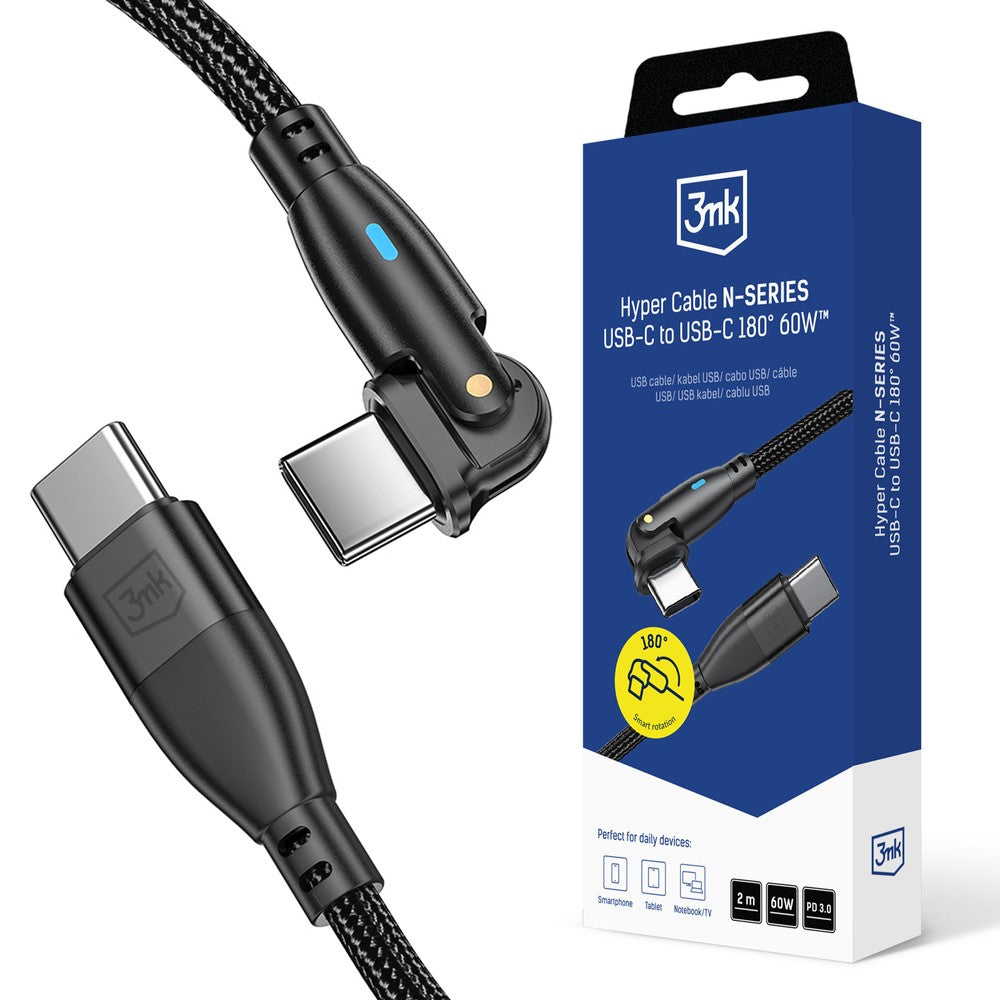 Hyper Cable N-Series USB-C/USB-C 3mk 2m 60W Μαύρο | www.lightgear.gr