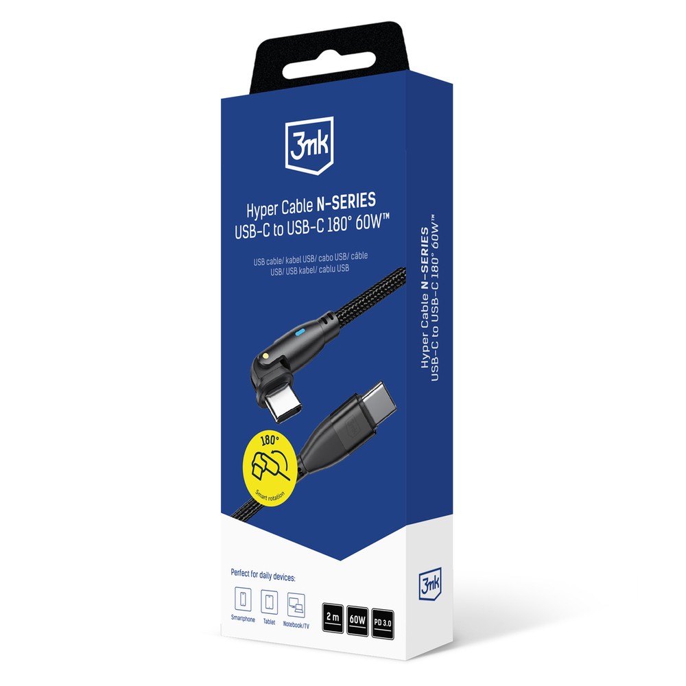 Hyper Cable N-Series USB-C/USB-C 3mk 2m 60W Μαύρο | www.lightgear.gr