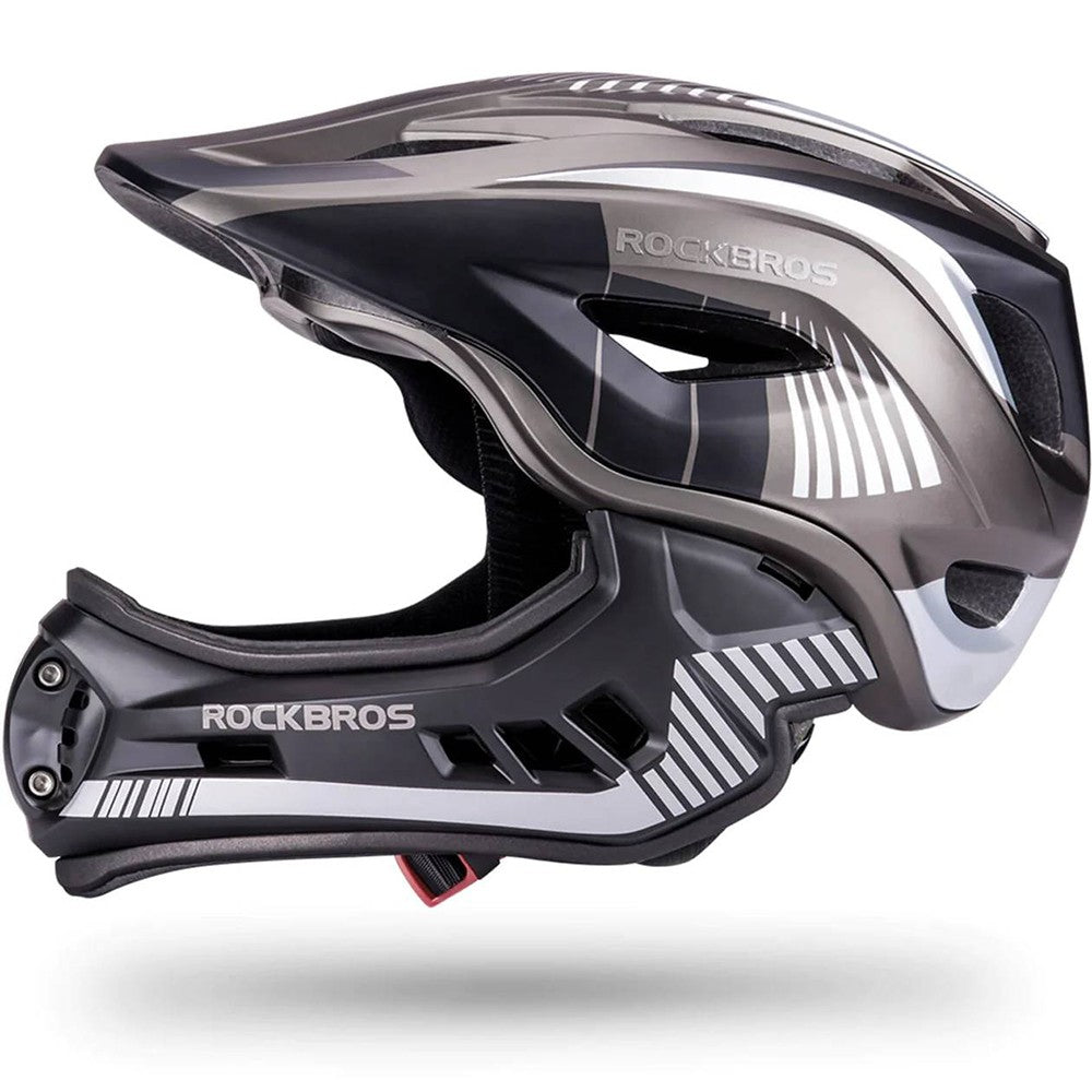 Παιδικό Κράνος Ποδηλάτου Rockbros TT-32SBTG με Αποσπώμενο Chinbar Γκρι | www.lightgear.gr