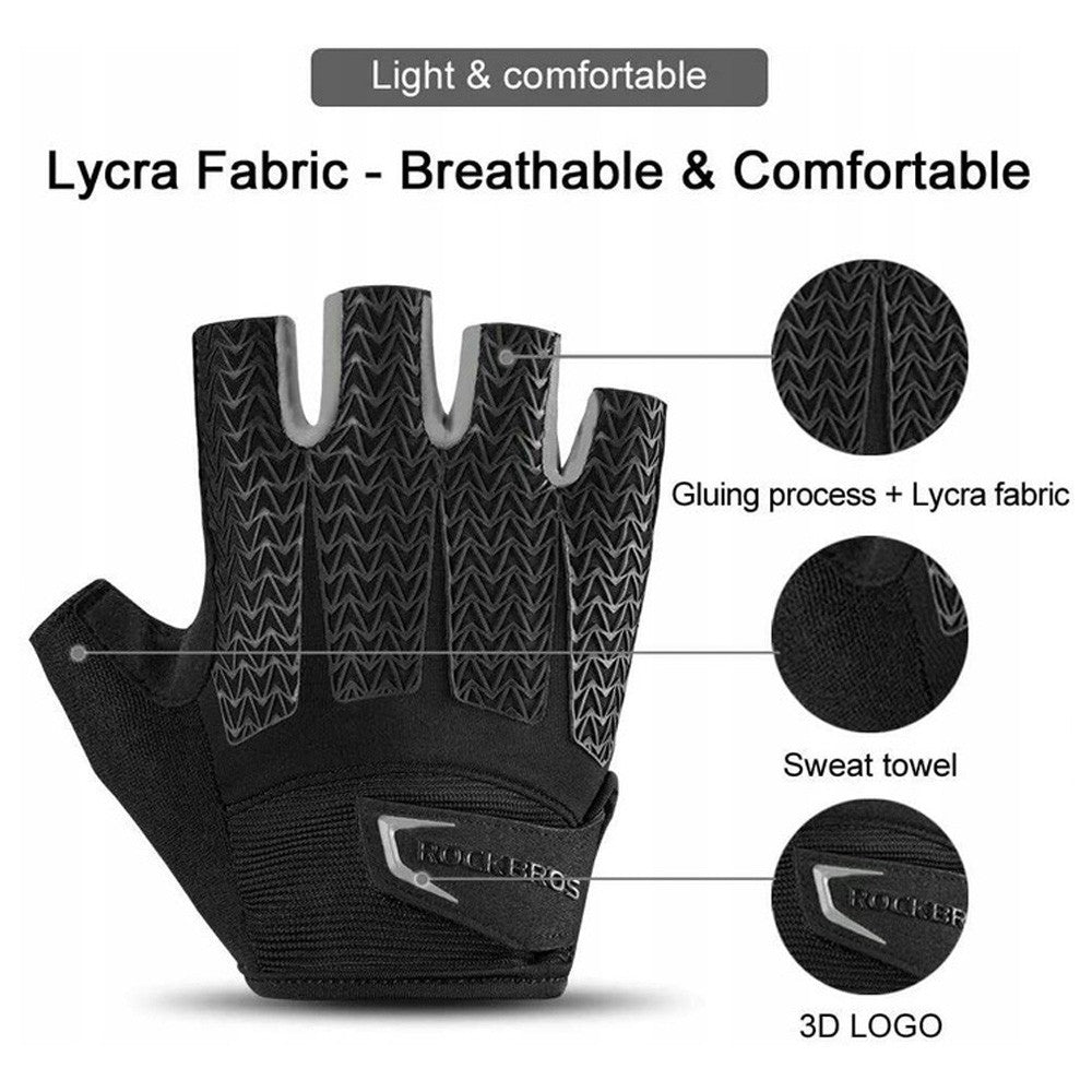 Γάντια Ποδηλασίας Rockbros με Gel Ενισχύσεις Γκρι | www.lightgear.gr