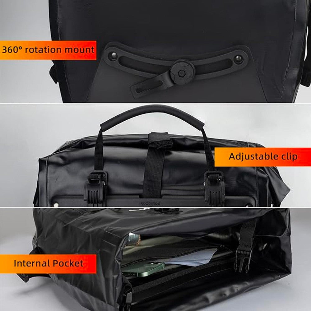 Αδιάβροχη Τσάντα Ποδηλάτου Rockbros για Trunk Μαύρη | www.lightgear.gr